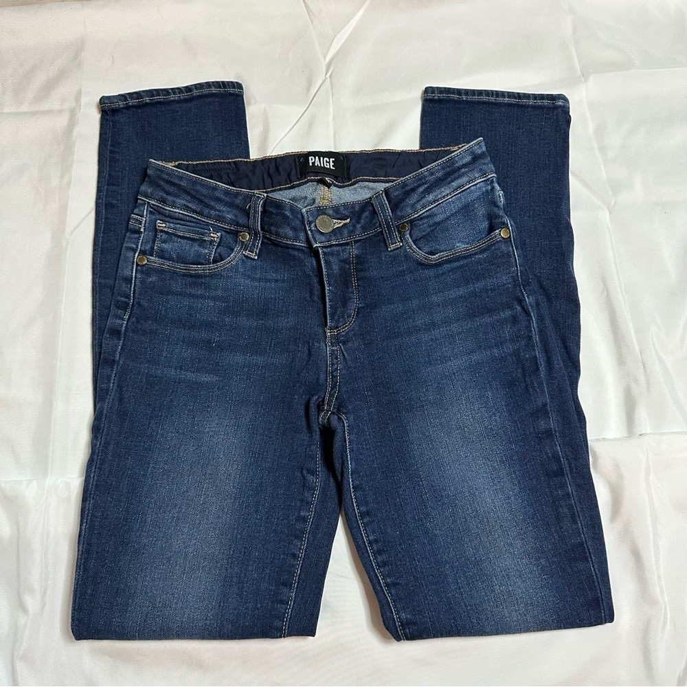 Paige Skyline Ankle Peg Blue Denim Jean Size 25